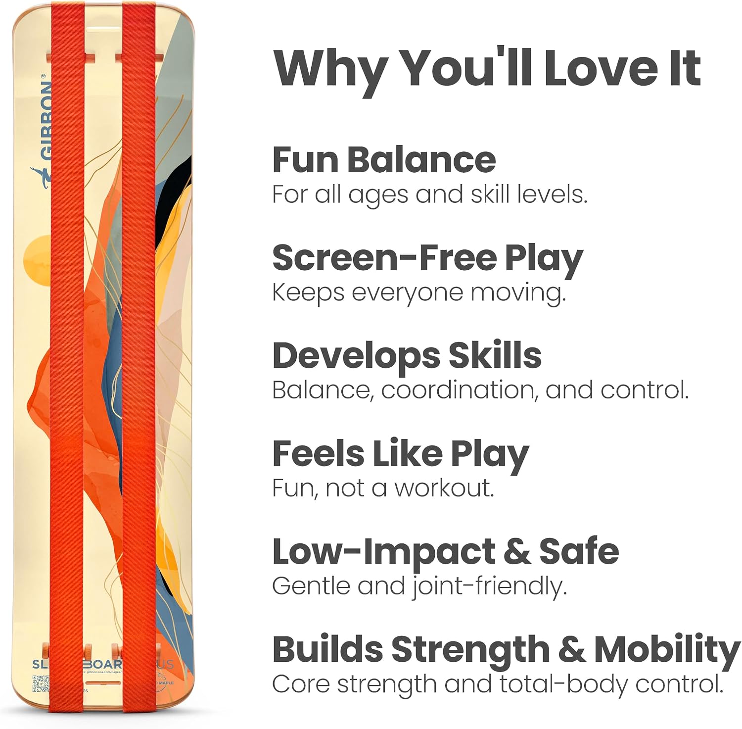 GIBBON SlackBoard - GiBoard Balance Board - Gift for Kids & Adults - 1 & 2 Line Options - Slackline Balance Trainer for Core Workouts, Standing Desk Exercise, Home Gym, Yoga & More - Image 2