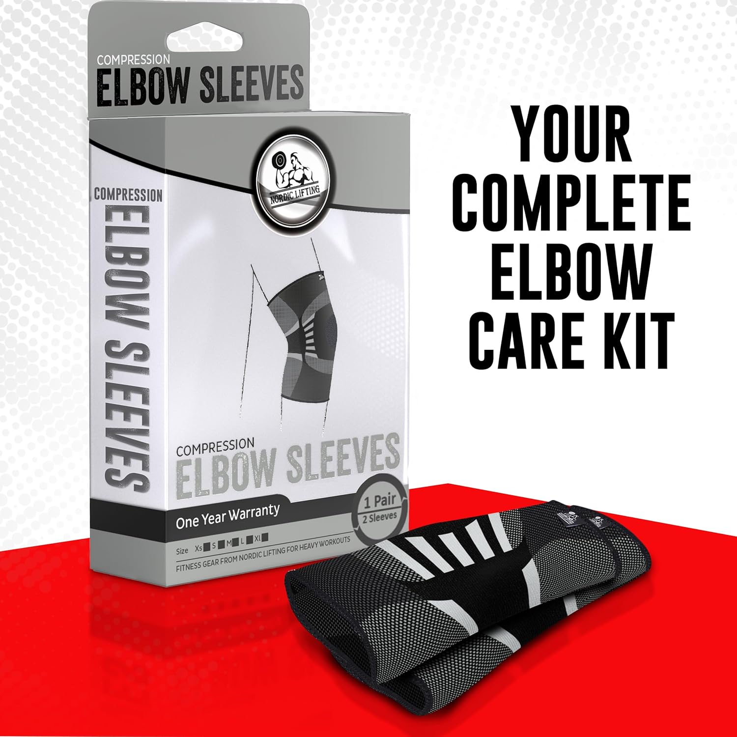 Nordic Lifting Elbow Compression Sleeves (1 Pair) - Elbow Brace for Tendonitis, Tennis & Golfers Elbow - Weightlifting Support for Men & Women - Pain Relief & Joint Recovery - Image 7