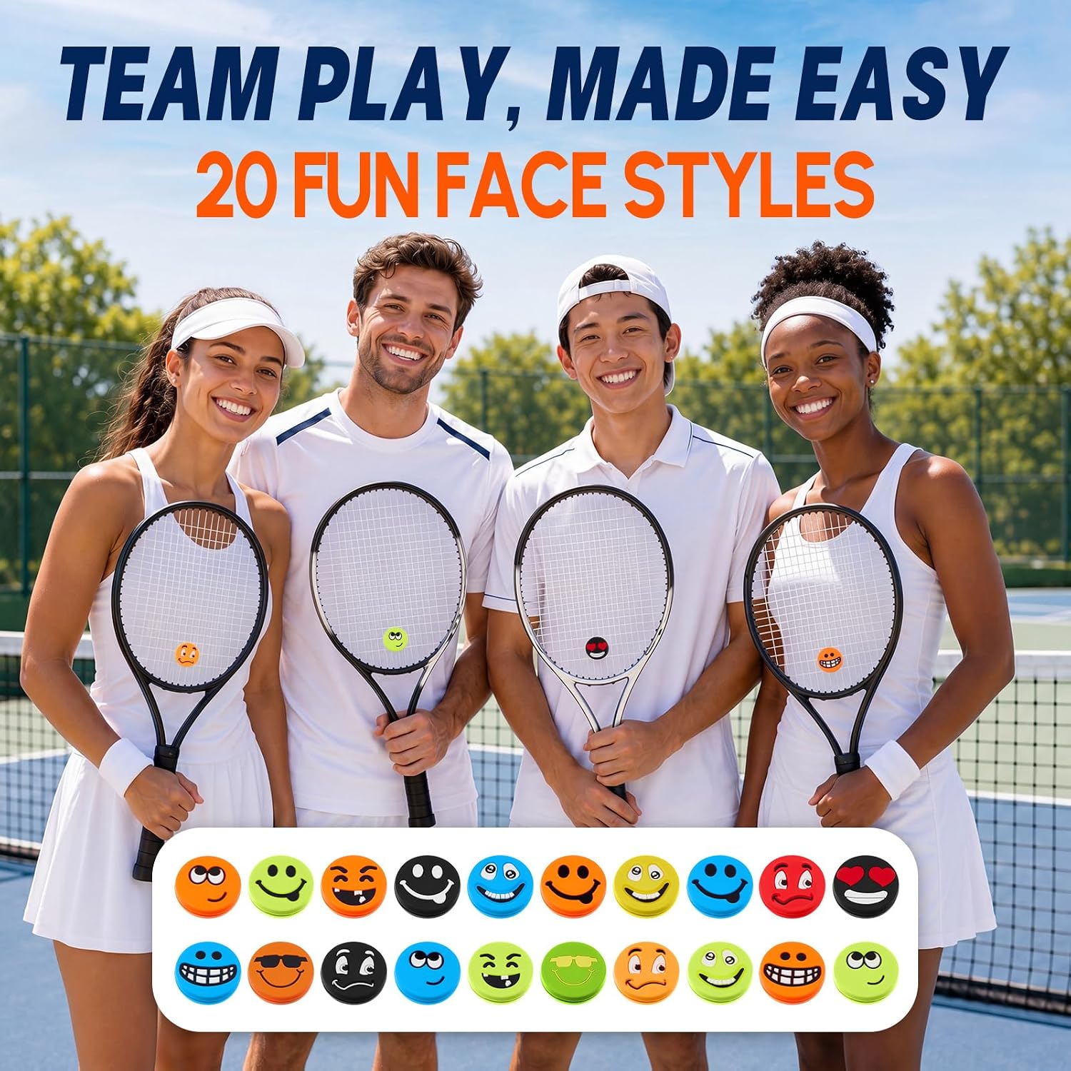 20 Pack Tennis Racket Vibration Dampeners, Funny Silicone Shock Absorbers for Tennis Racquets, Cute Decorative String Dampers for Men, Women, Teams, Clubs, Players and Tennist Gifts - Image 5
