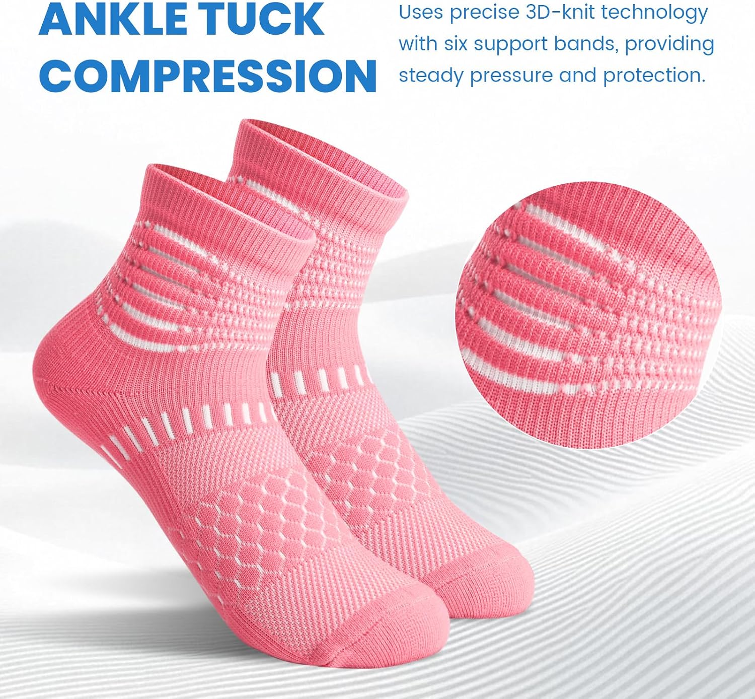 IRAMY Ankle Compression Socks for Women Men Plantar Fasciitis Relief 3/5 Pairs Cushioned Athletic Running Socks - Image 3