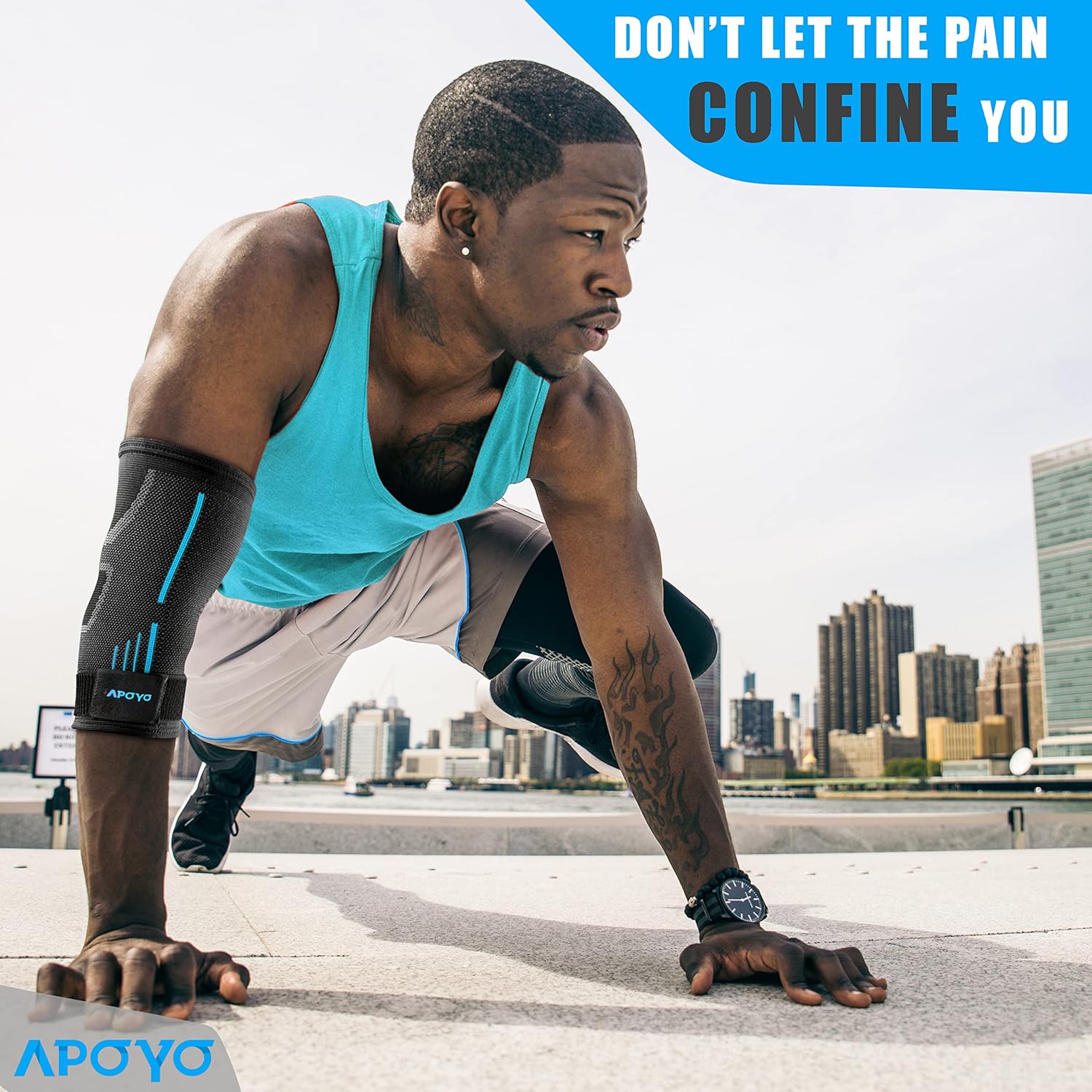 APOYO Tennis Elbow Brace for Women & Men, Workout and Everyday Use (Large) | Elbow Compression Sleeve for Arthritis, Tendonitis, Tennis Elbow & Golfers Elbow, Reduce Joint Pain During Fitness Activity - Image 5