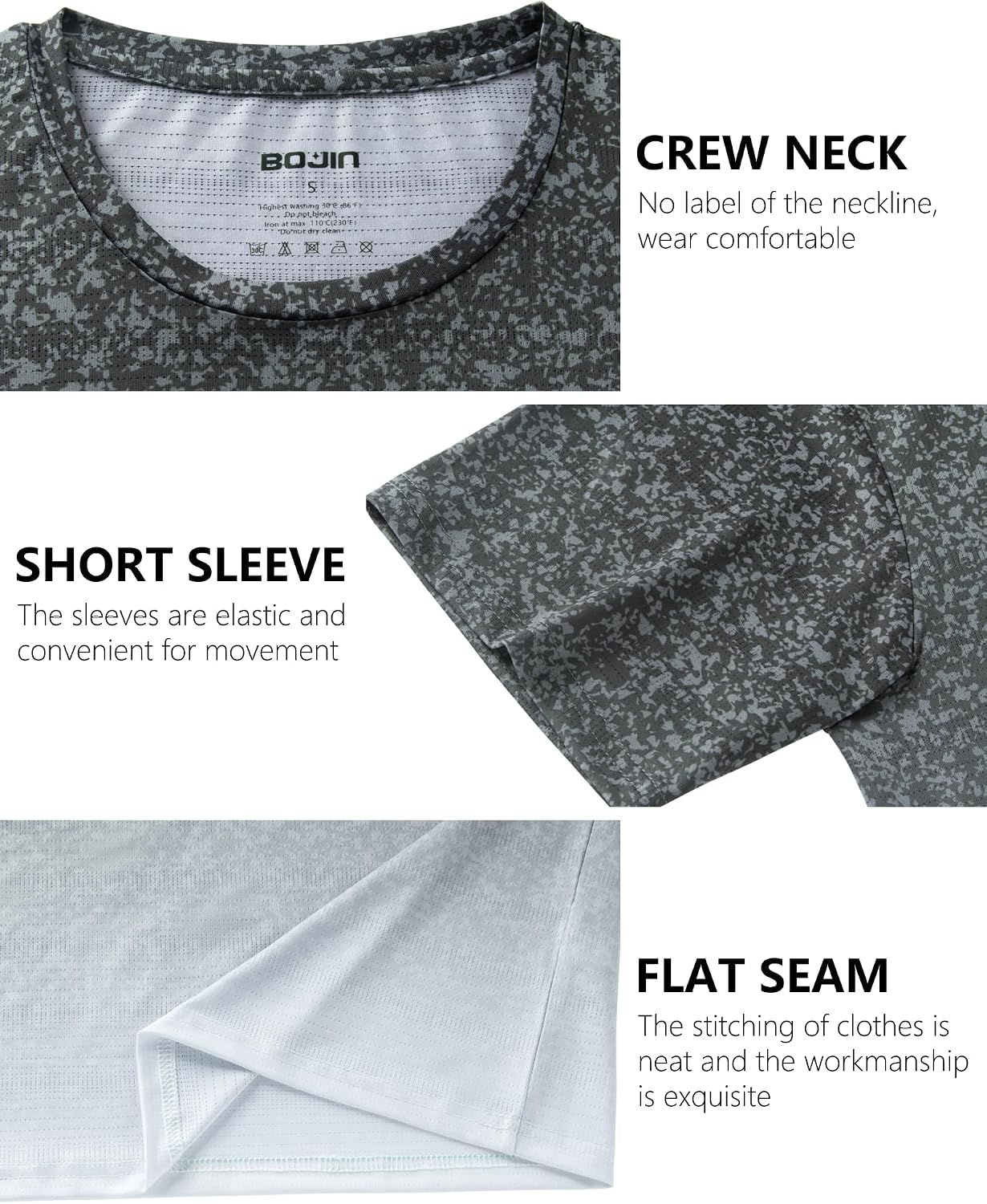 BOJIN Men's Quick Dry Athletic T-Shirt Workout Short Sleeve Performance Gym Top Moisture Wicking Lightweight Running Tee - Image 5