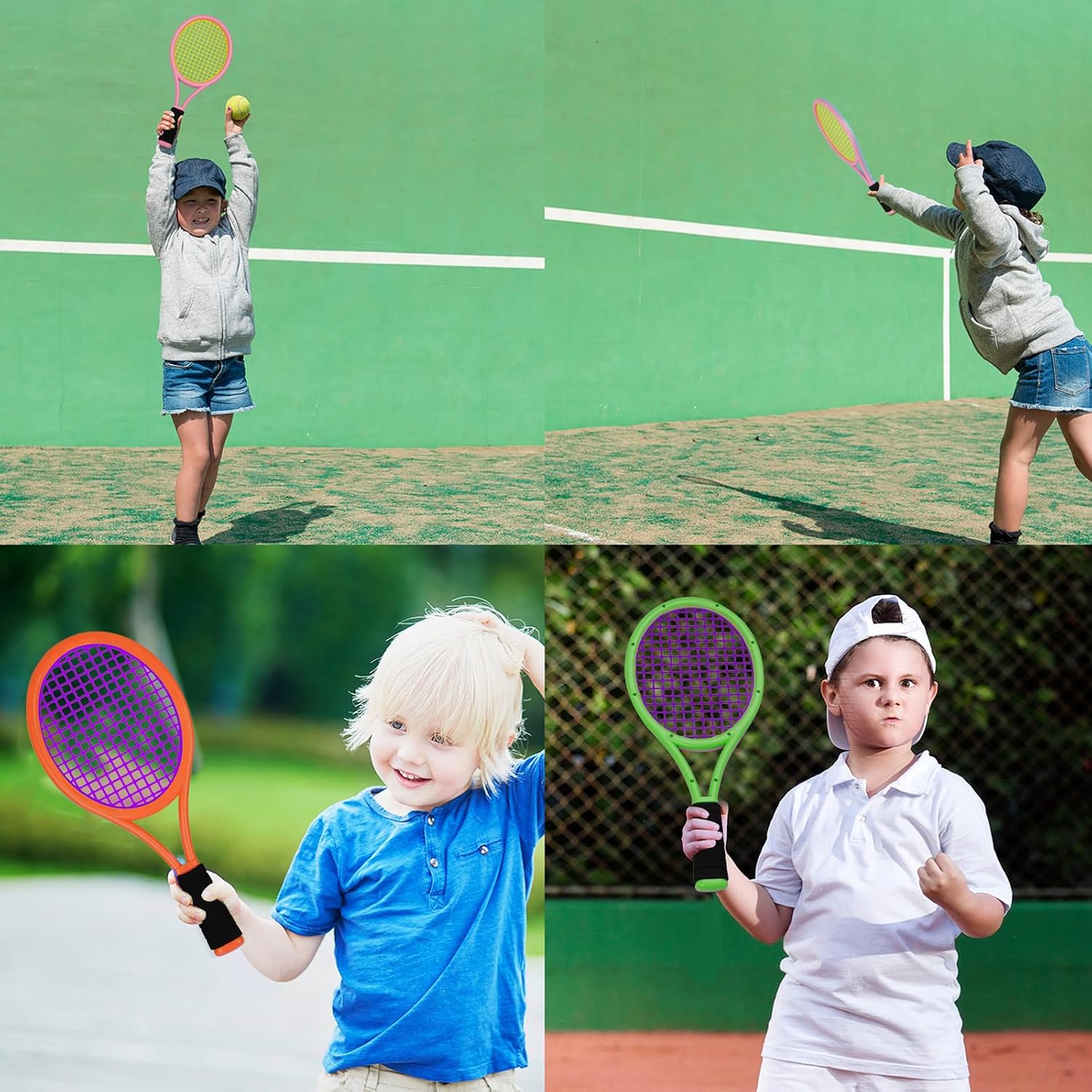 Tennis Racket Set for Children,17 Inch Racquet with 1 Tennis Balls,4 Badminton Shuttlecocks and 3 Soft Balls for Toddler Indoor/Outdoor Sports - Image 6