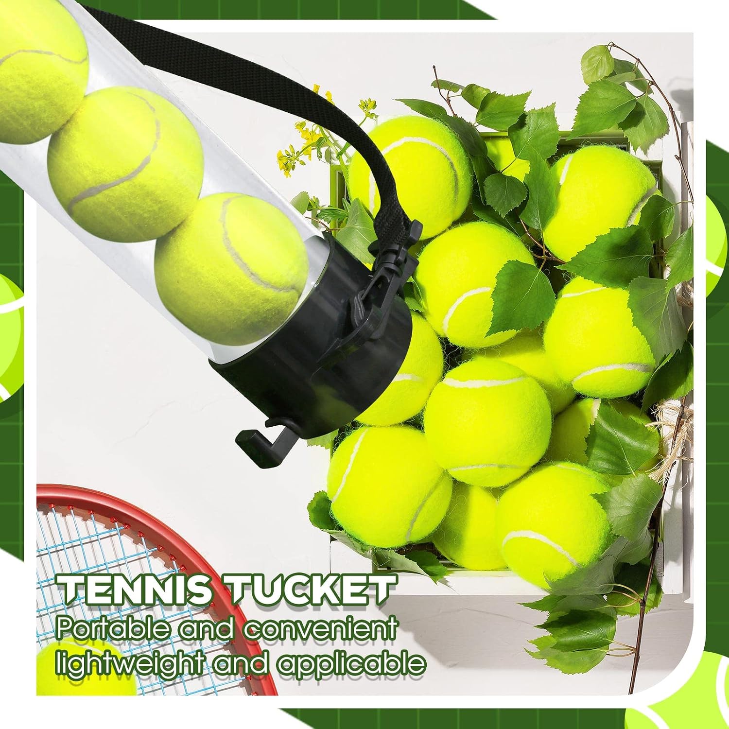 Lenwen 2 Pack Tennis Ball Tube Pickup, Fits 15 Tennis Ball with Shoulder Strap, Lightweight Collector Holder Picker Grabber Retriever Tube Carrier for Players, Coaches & Instructors - Image 4