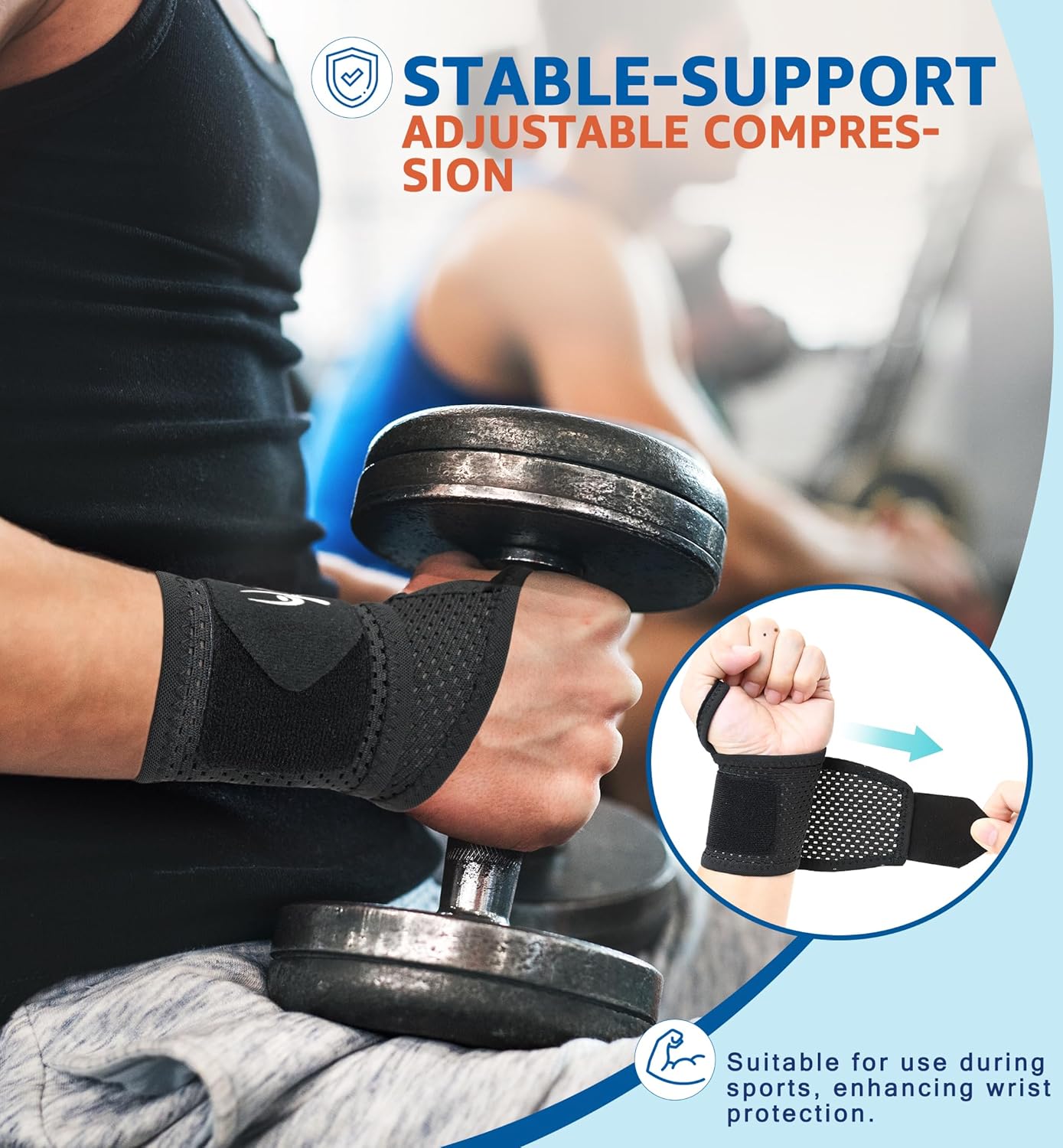 HiRui 2-Pack Ultra-Thin Mesh Wrist Wraps - Breathable, Adjustable Wrist Support for Workouts & Daily Use - Unisex Wrist Brace for Pain Relief, Tendonitis, Carpal Tunnel - One Size Fits All (Black) - Image 2