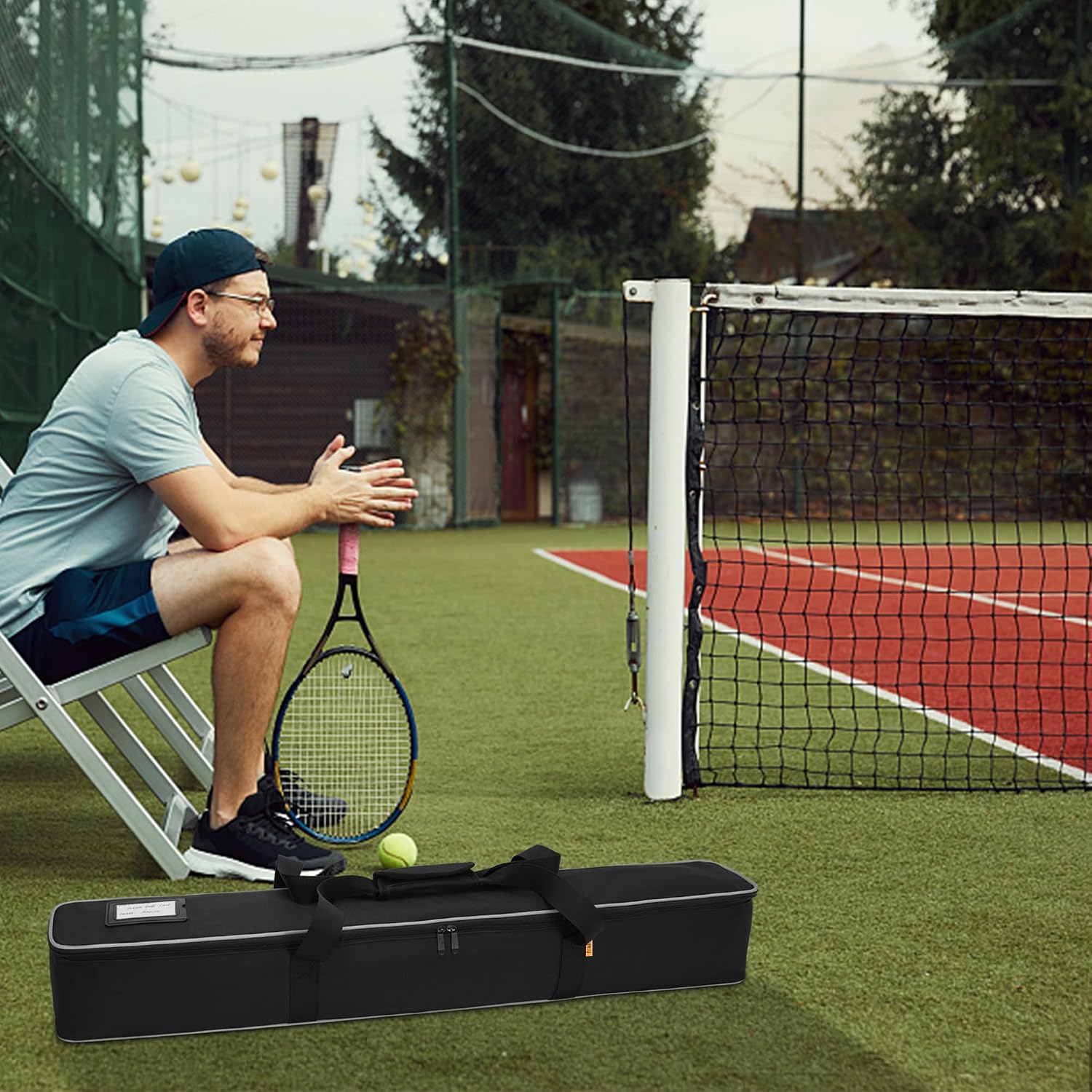 Foldable Tennis Ball Cart Holds 180 Balls Wheeled Tennis Ball Hopper Sports Teaching Carts with Storage Bag, Light Auminum Alloy - Image 7