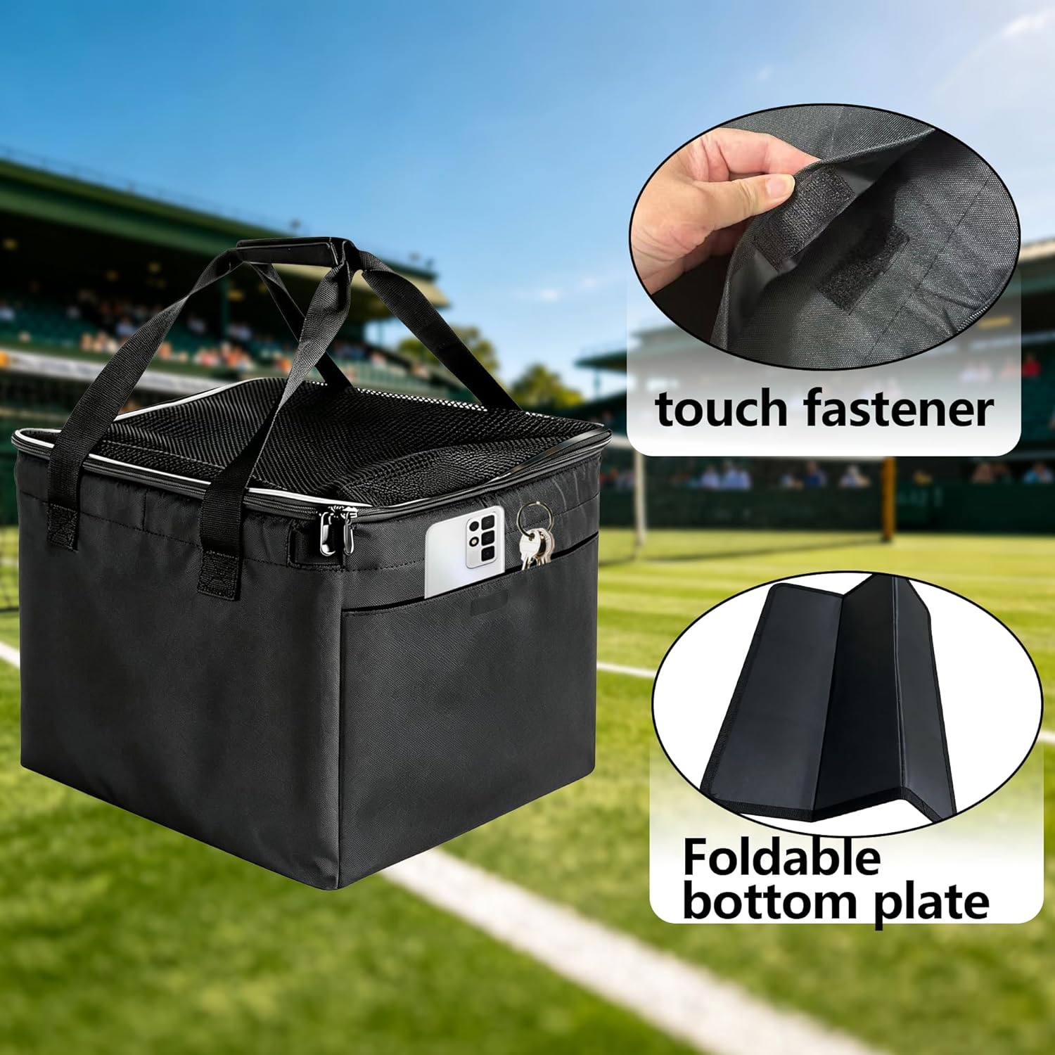 Tennis Ball Bag with Sturdy Bottom, tennis ball,Pickleball, Baseball, Lacrosse & Table Tennis, Teaching, Ball Picking & Organizing (Holds 150 Tennis Balls or 100 Pickleballs) - Image 4