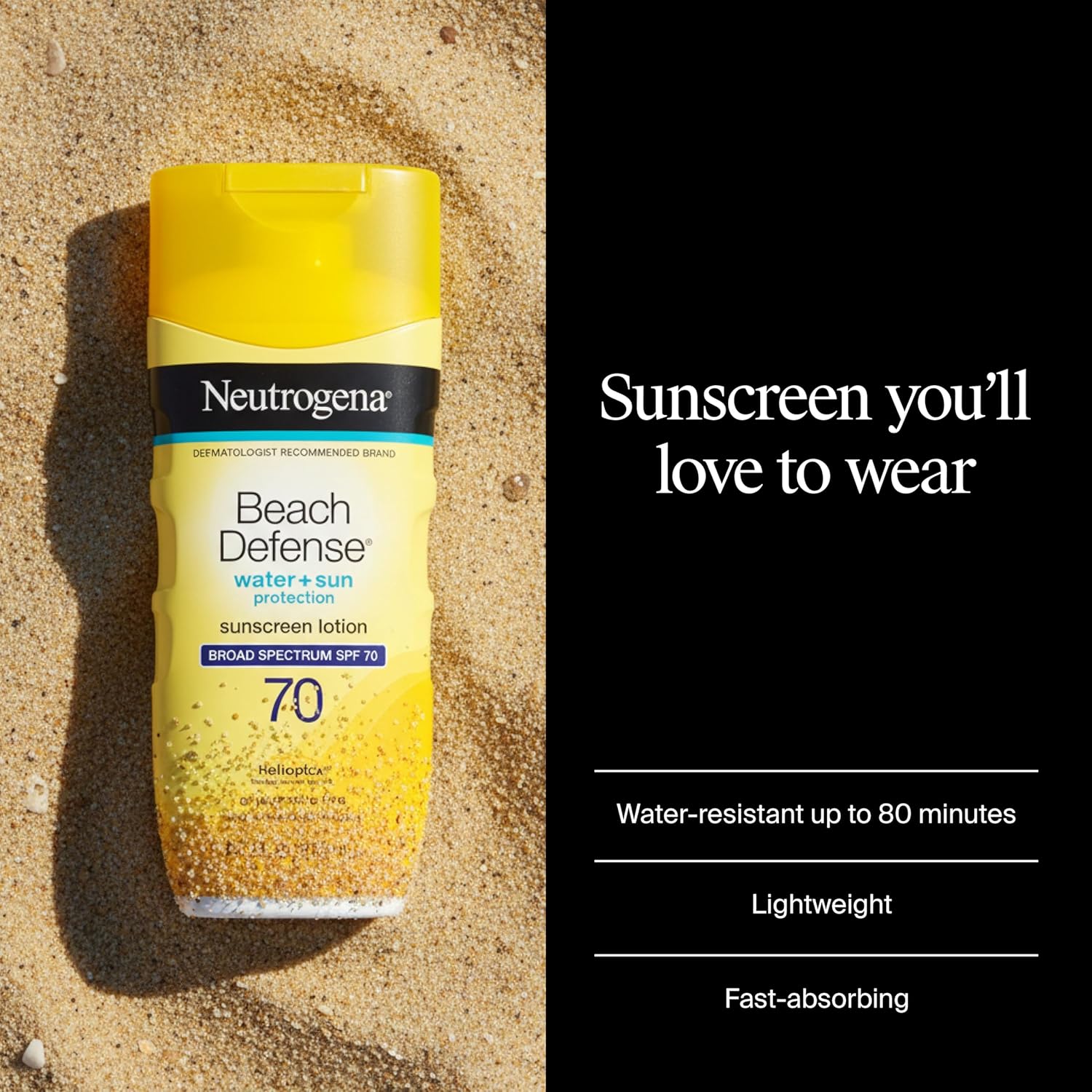 Neutrogena Beach Defense Sunscreen Lotion SPF 70 Broad Spectrum UVA UVB Protection Lightweight Water Resistant up to 80 Minutes Beach-Strength Sun Protection for Whole Family, 6.7 fl oz - Image 2