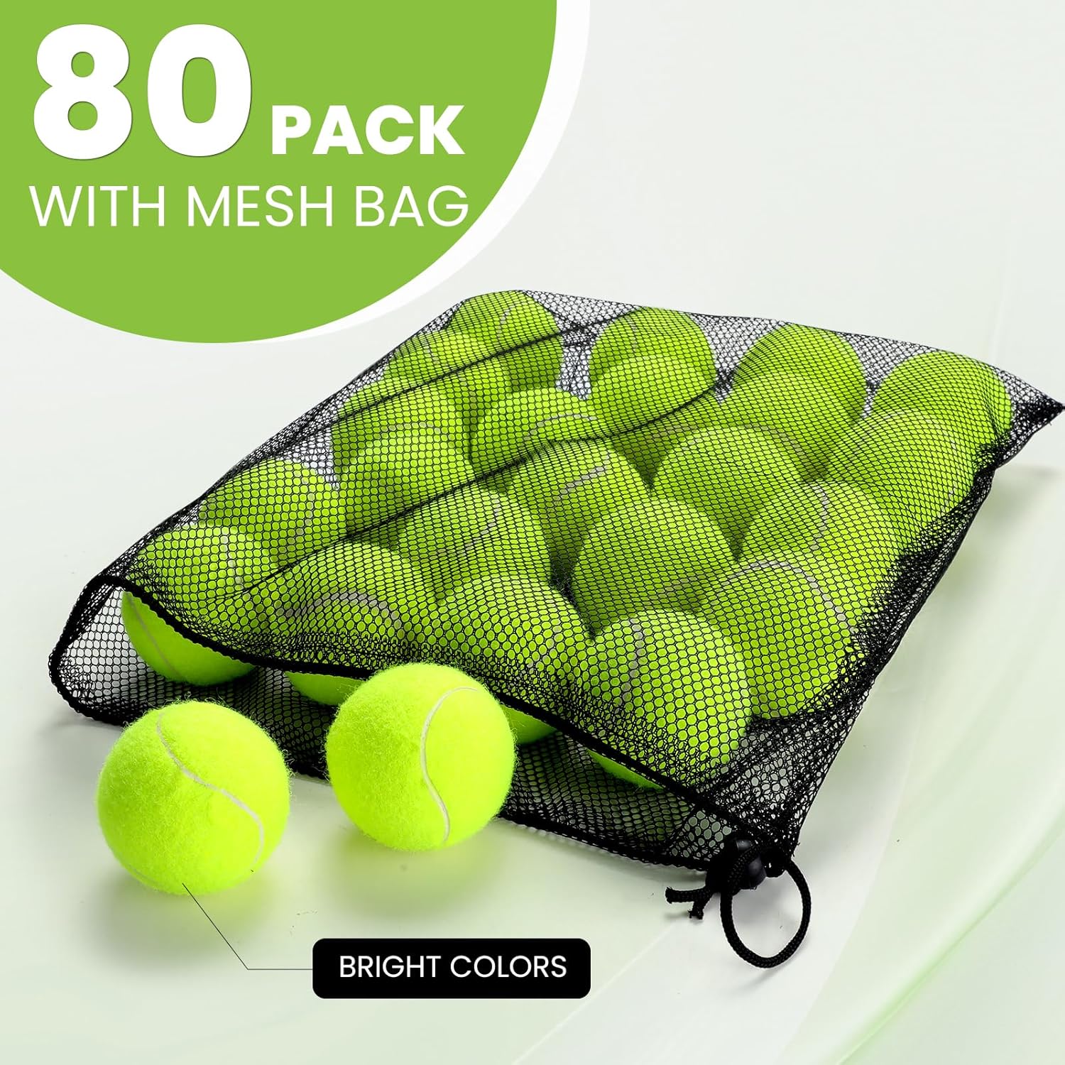 FURWEY Tennis Balls, 12/24/36/80 Pack Bulk Tennis Balls Pressureless Tennis Ball, Come with Mesh Bag for Easy Transport,Pet Dog Playing Balls, Good for Beginner Training Ball - Image 2