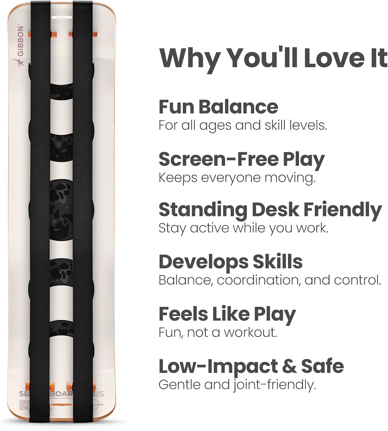 GIBBON SlackBoard - GiBoard Balance Board - Gift for Kids & Adults - 1 & 2 Line Options - Slackline Balance Trainer for Core Workouts, Standing Desk Exercise, Home Gym, Yoga & More - Image 2