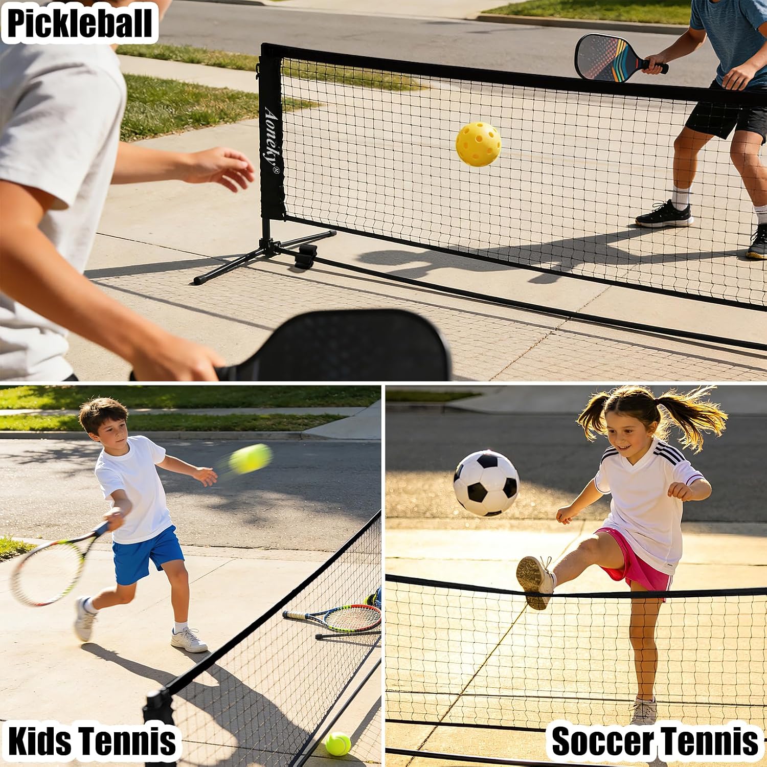Aoneky Mini Portable Tennis Net for Driveway - Kids Soccer Tennis Net - Pickleball Net - Image 6