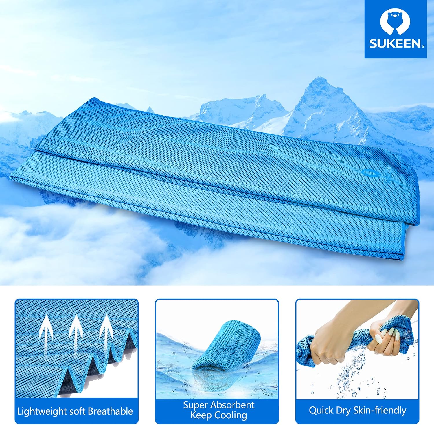 Sukeen [4 Pack Cooling Towel (40"x12"), Soft Breathable Chilly Microfiber Towel for Yoga,Sport,Running,Gym,Workout,Camping,Fitness,Workout & More Activities - Image 2
