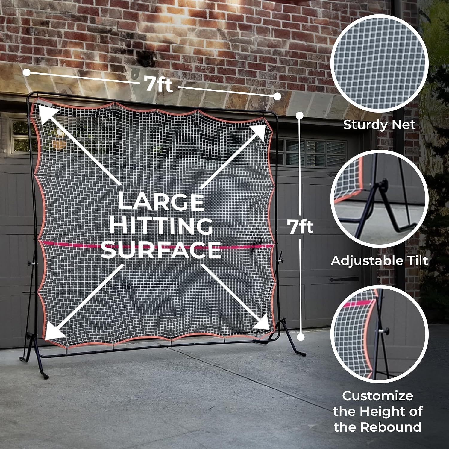 Tourna Rally Pro Adjustable Tilt Rebound Net (7x7 ft) for Tennis and Pickleball - Image 3