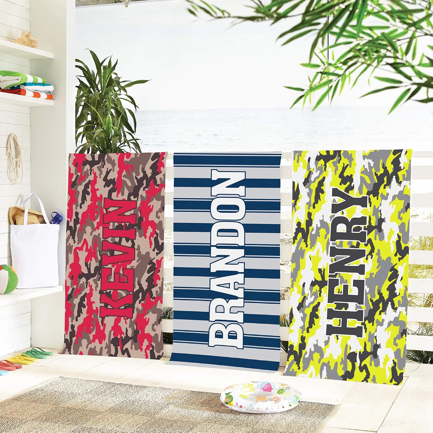 Let's Make Memories Personalized Beach Towel - Customized Towels for Pool - for Spring Break & Summer Fun - Their Own Name - 30" W x 60" L - Standard Size - Sports - Image 2