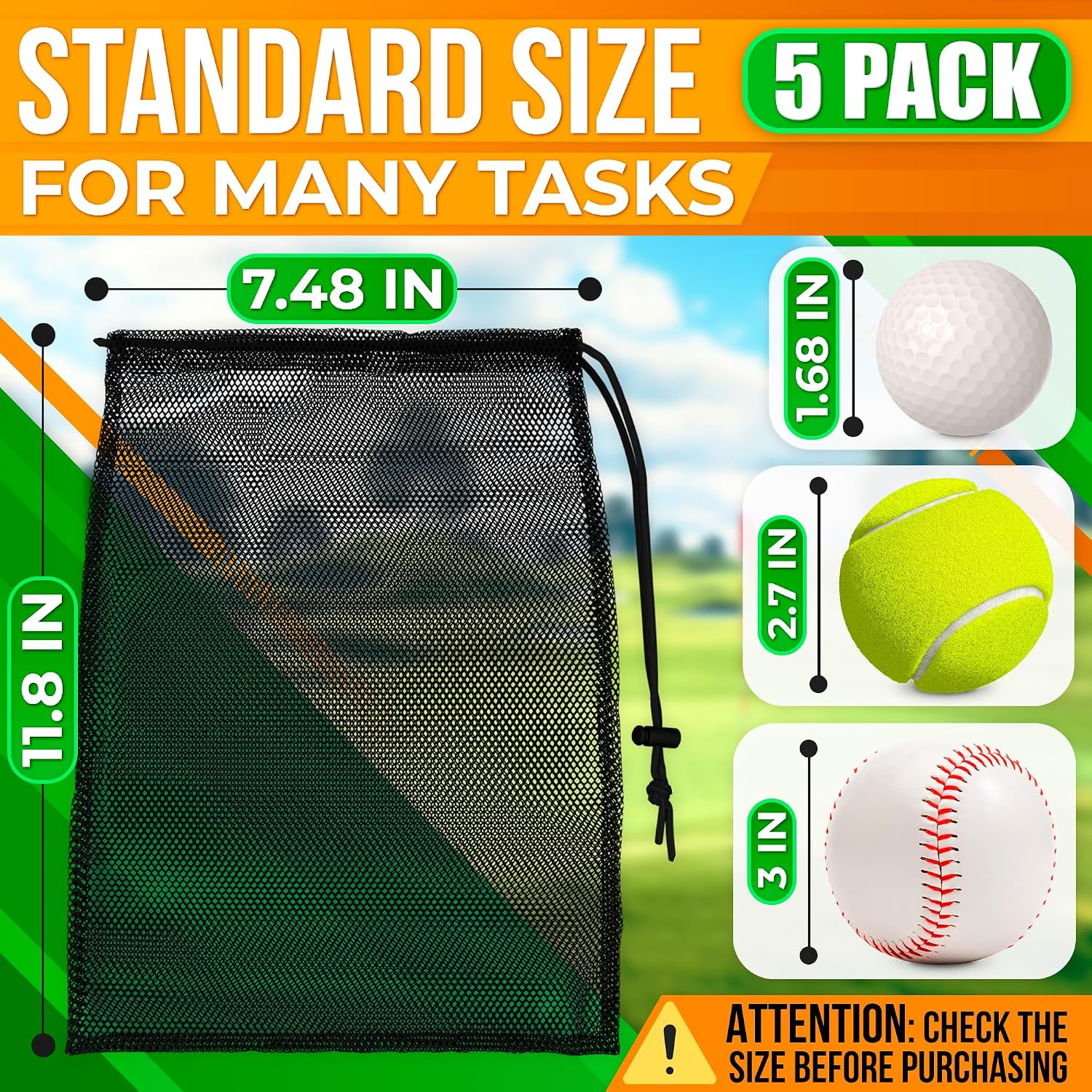 5Pcs Small Mesh Bags Drawstring Black Nylon – 11.8x7.48" Secure Cinch-Top, Mesh Bag for Tennis, Pickleball, Golf, Travel, Beach, Sports Equipment, and Mushroom Foraging – Quick-Dry and Tear-Resistant - Image 2