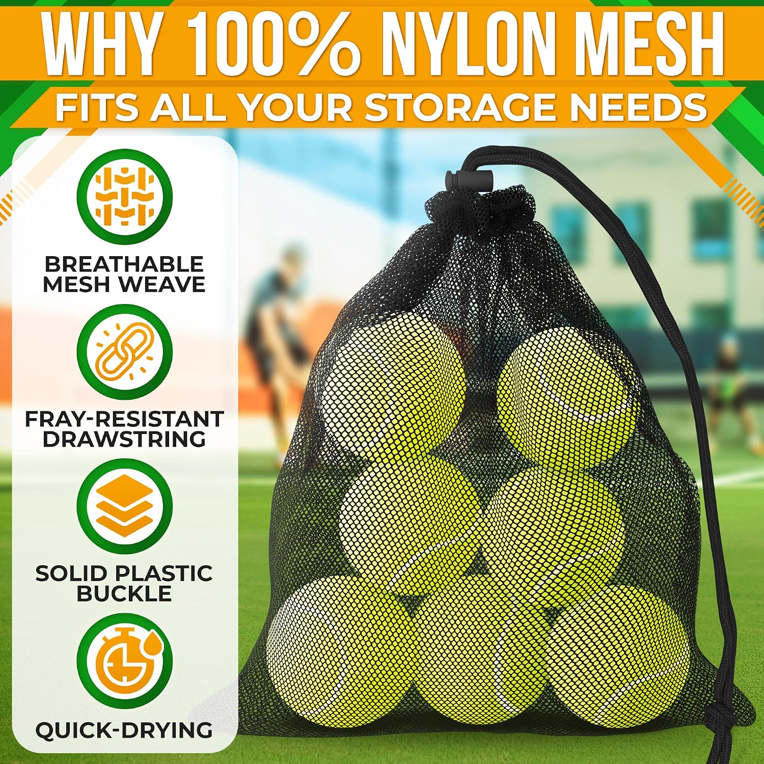 5Pcs Small Mesh Bags Drawstring Black Nylon – 11.8x7.48" Secure Cinch-Top, Mesh Bag for Tennis, Pickleball, Golf, Travel, Beach, Sports Equipment, and Mushroom Foraging – Quick-Dry and Tear-Resistant - Image 3