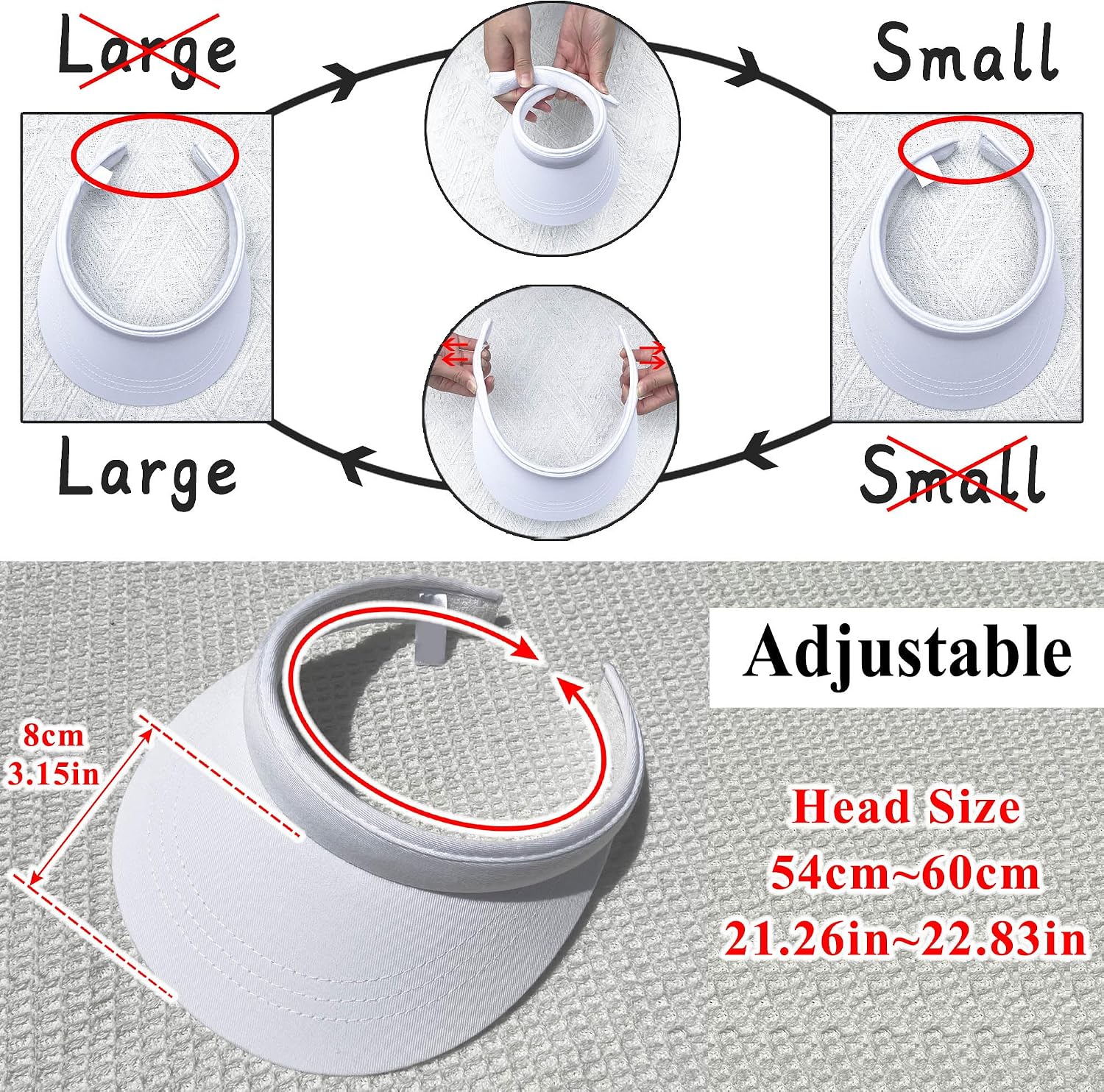 3 Pack Sports Sun Visor Hat Women Men Adjustable Clip On Visors Outdoor Golf Beach Cap - Image 6