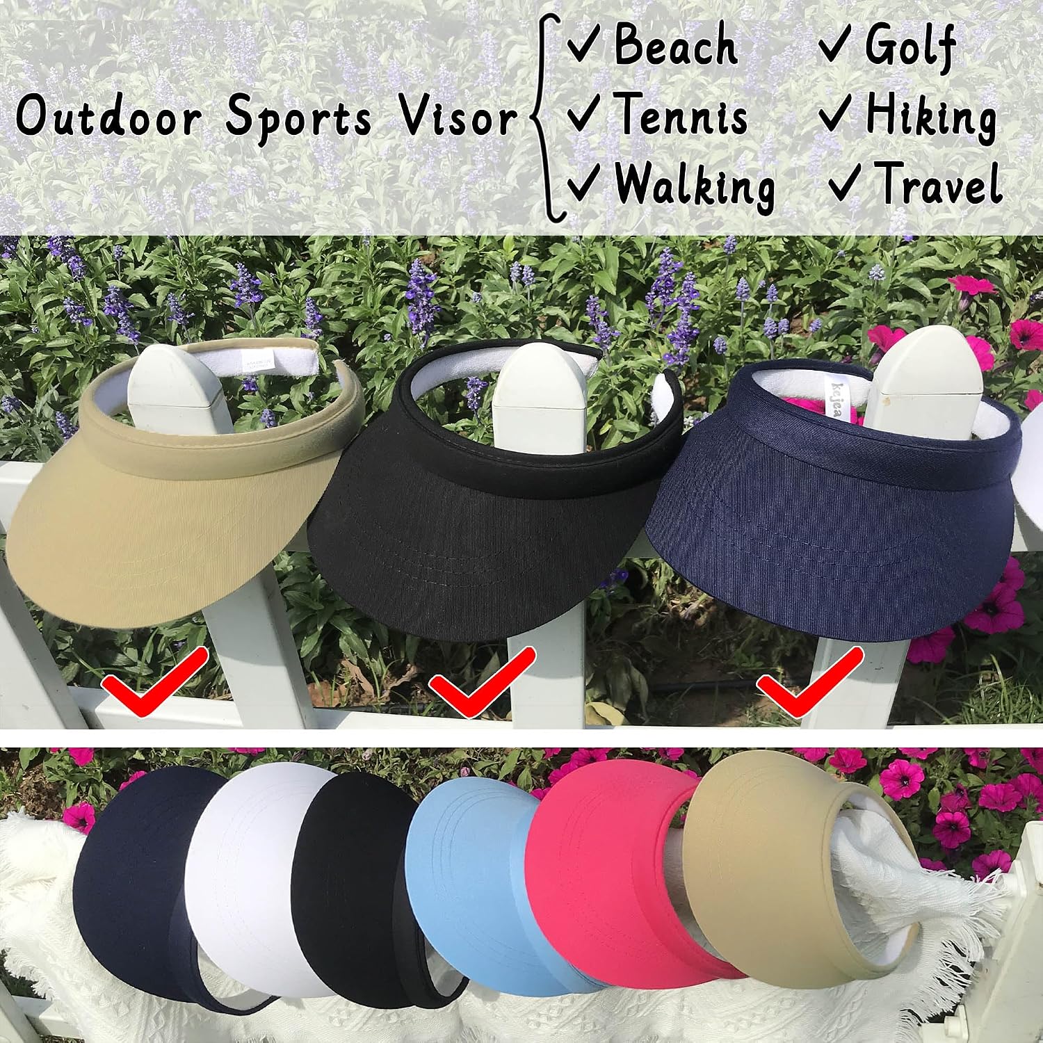 3 Pack Sports Sun Visor Hat Women Men Adjustable Clip On Visors Outdoor Golf Beach Cap - Image 4