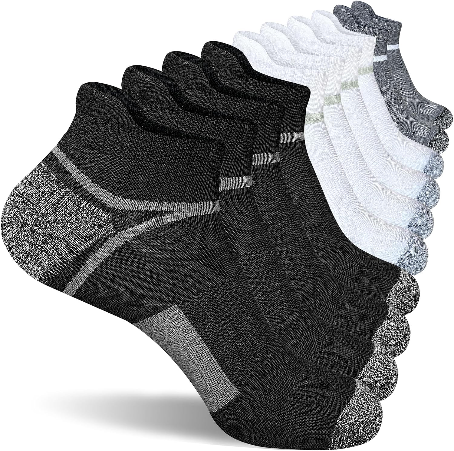 suaskk Men's Ankle Athletic Cushioned Anti-Blister Running Socks 5 Pairs | Comfort and Breathable, Moisture Wicking,