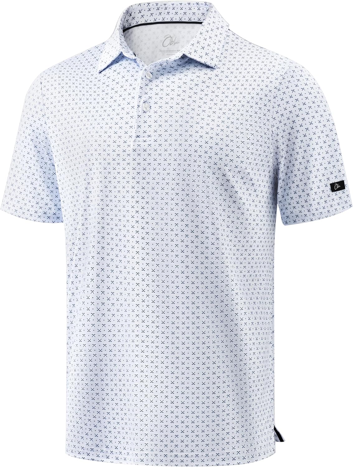 Obla Mens Golf Shirt Short Sleeve Dry Fit Moisture Wicking Performance Athletic Casual Print Collared Polo Shirts for Men