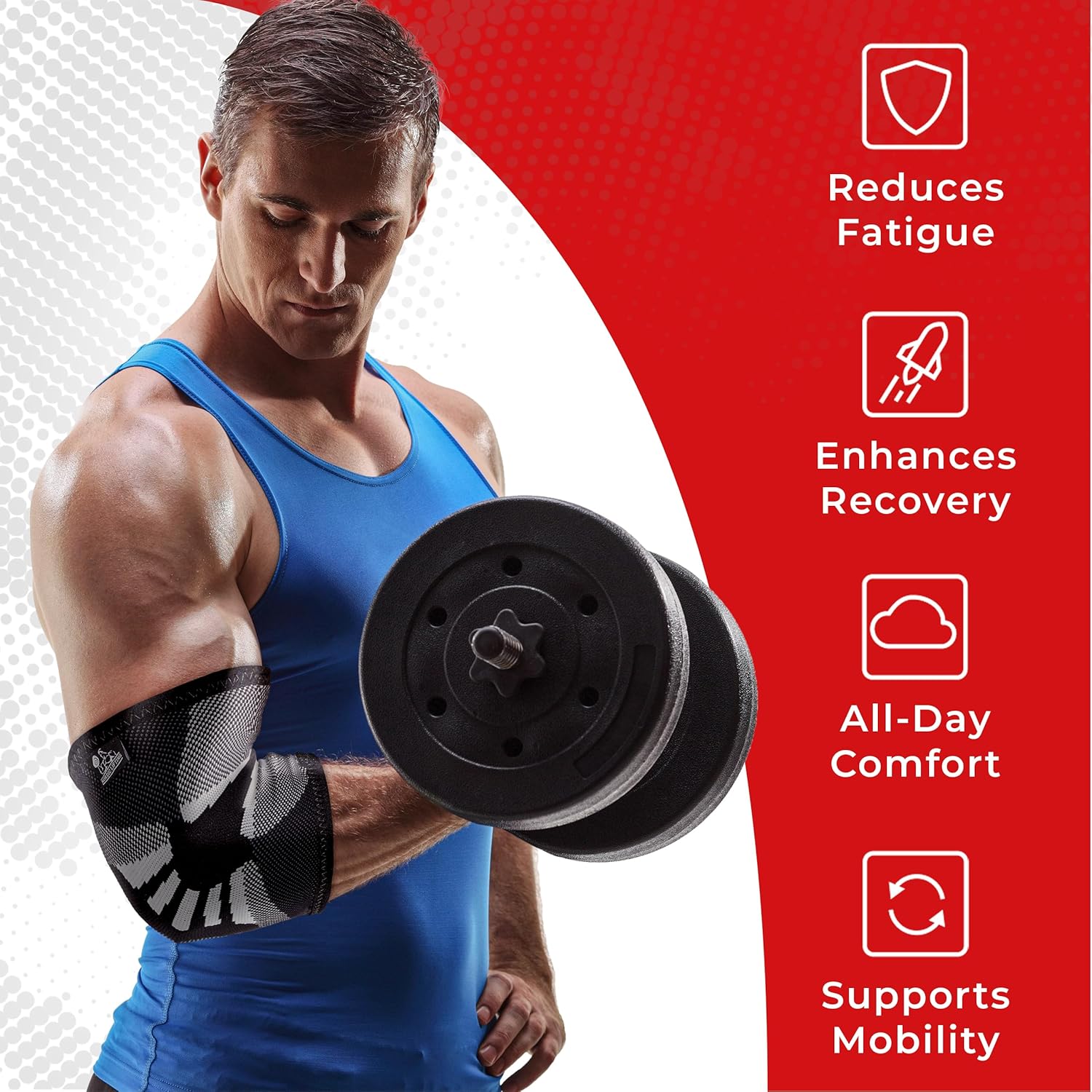 Nordic Lifting Elbow Compression Sleeves (1 Pair) - Elbow Brace for Tendonitis, Tennis & Golfers Elbow - Weightlifting Support for Men & Women - Pain Relief & Joint Recovery - Image 3