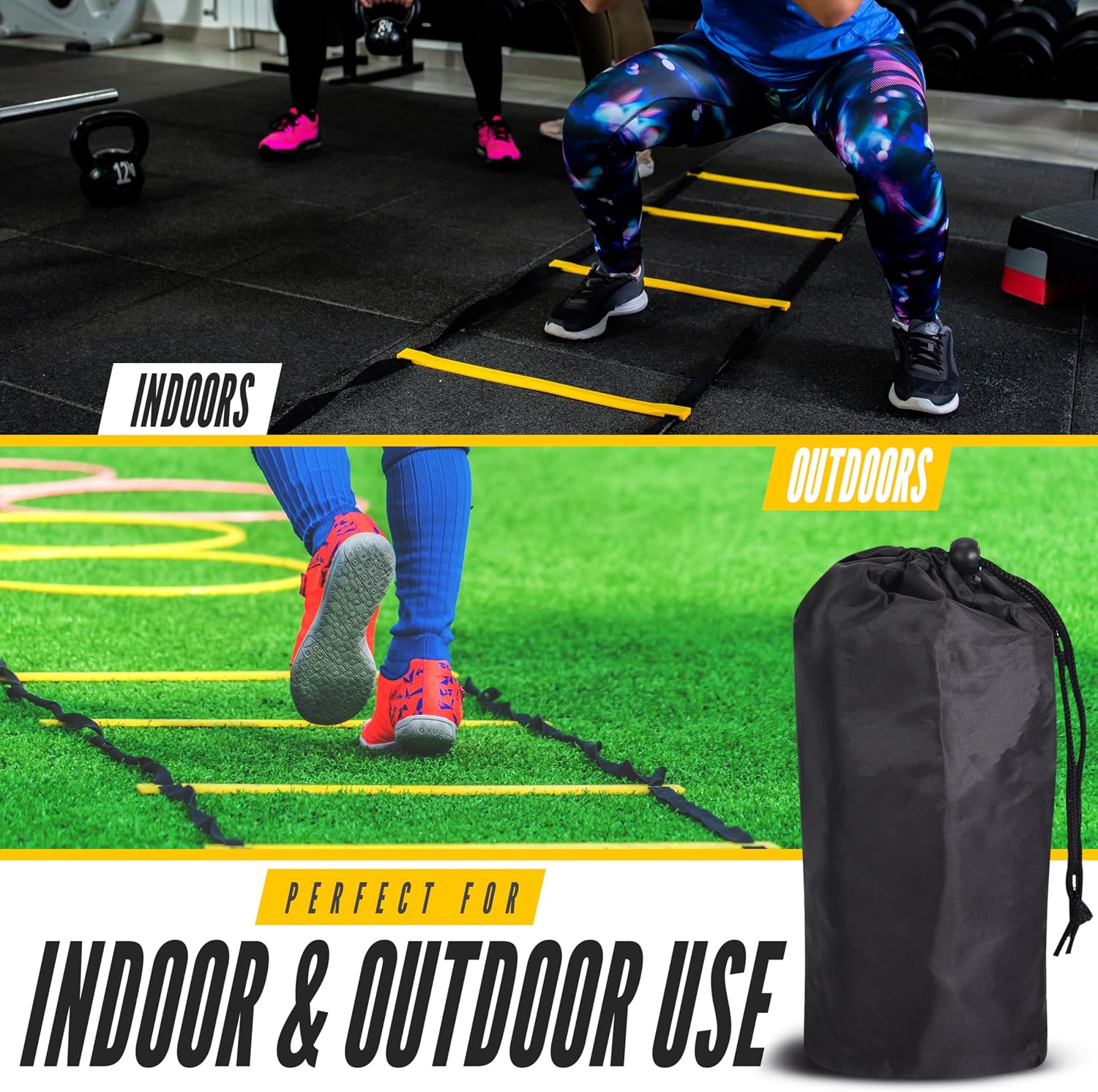 Agility Ladder, 2 Pack - Exercise and Training Ladder Set with Ground Stakes for Football, Soccer, Tennis, and More - Improves Speed & Fitness - Complete with Carrying Bag - Image 6