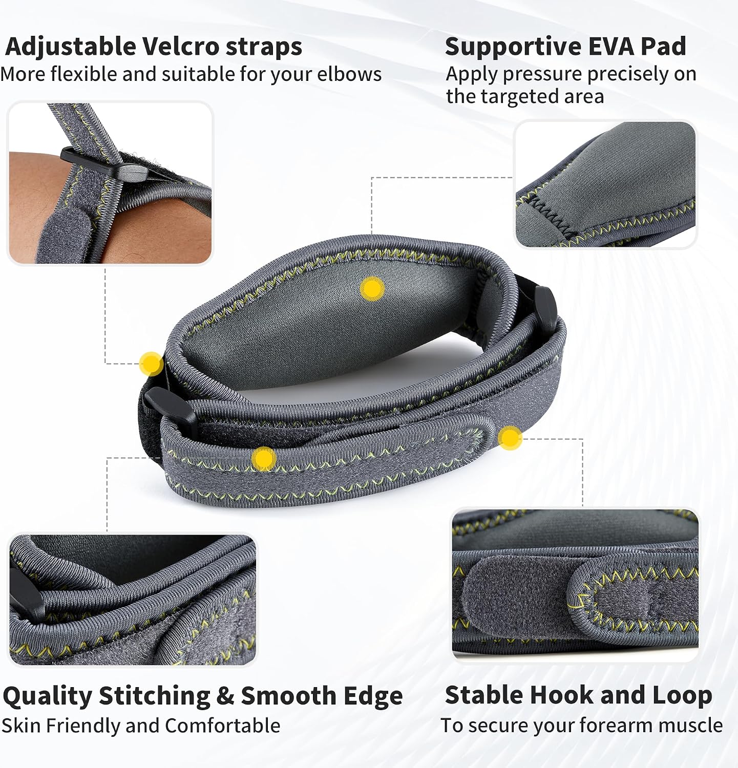 CAMBIVO 2 Pack Tennis Elbow Brace for Men & Women, Elbow Pain Relief for Tendonitis, Tennis & Golfer's Elbow, Adjustable Elbow Strap with Compression Pad (Dark Gray) - Image 8