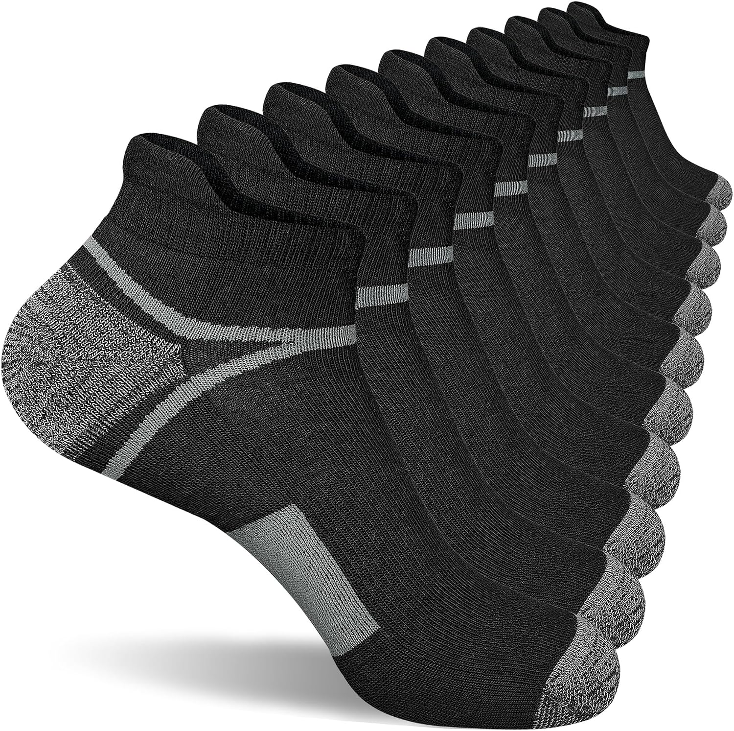 suaskk Men's Ankle Athletic Cushioned Anti-Blister Running Socks 5 Pairs | Comfort and Breathable, Moisture Wicking,