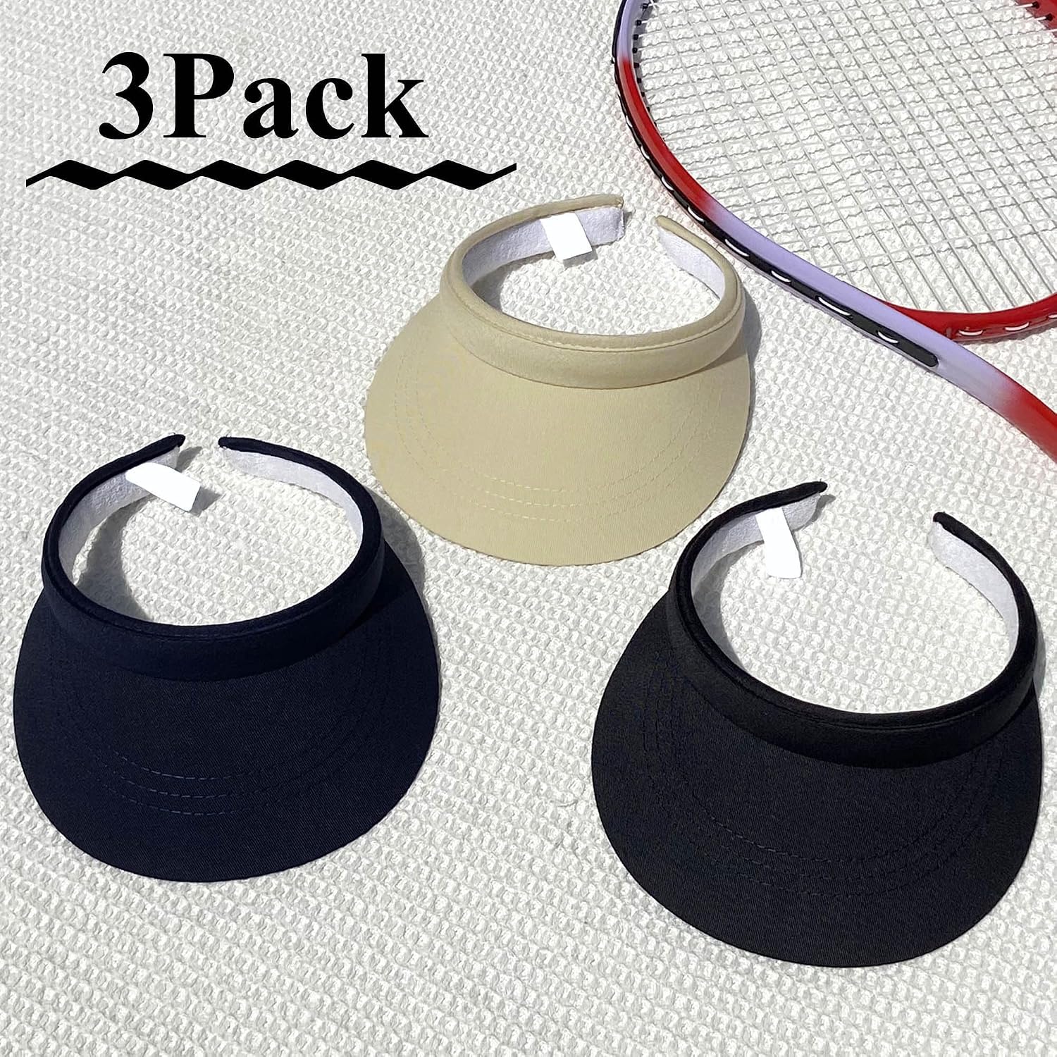 3 Pack Sports Sun Visor Hat Women Men Adjustable Clip On Visors Outdoor Golf Beach Cap - Image 2