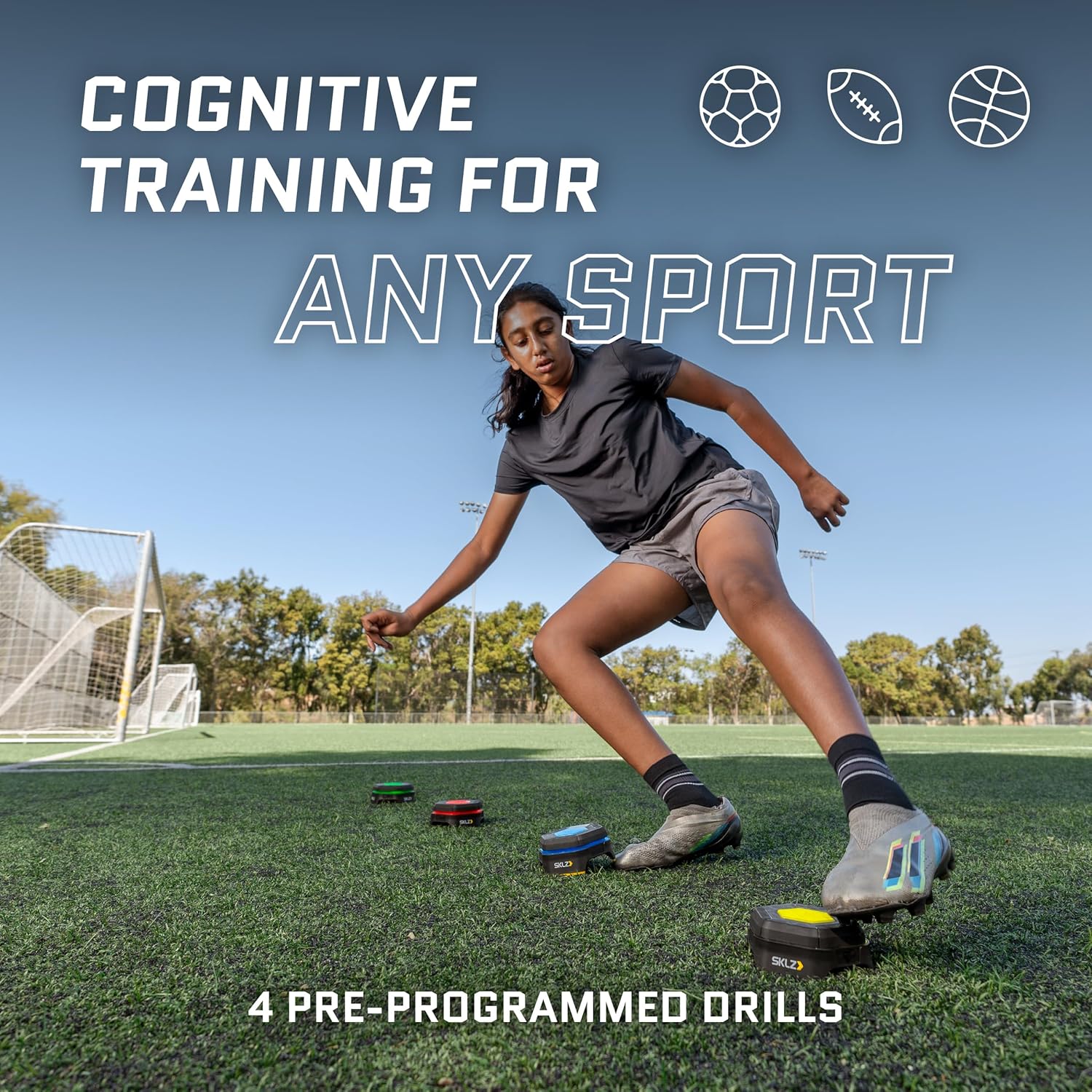 SKLZ Reactive Flash LED Training Pods – Reaction Time, Agility, and Cognitive Training Tool with 4 Games – Multi-Directional Activation, Durable Design for Speed and Hand-Eye Coordination - Image 3