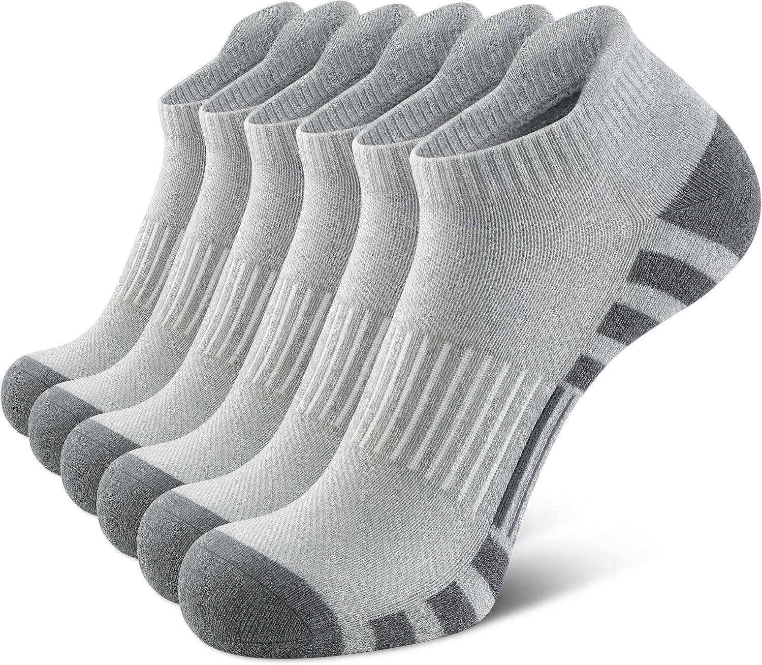 Airacker Athletic Running Ankle Cotton Socks, Low Cut Cushioned functional Anti-Blister Tab Sports Socks for Men Women 6pairs