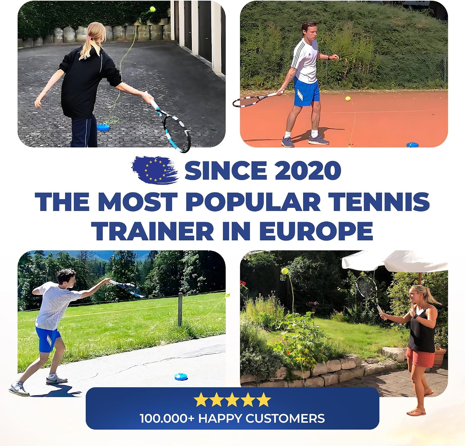 MOVEMATE Tennis-Trainer Set with Wilson® Tennis Ball | Innovative Ball Game for Outdoors, in The Garden, in The Park for Children & Adults | Incl. Transport Bag & Exercise Videos - Image 4