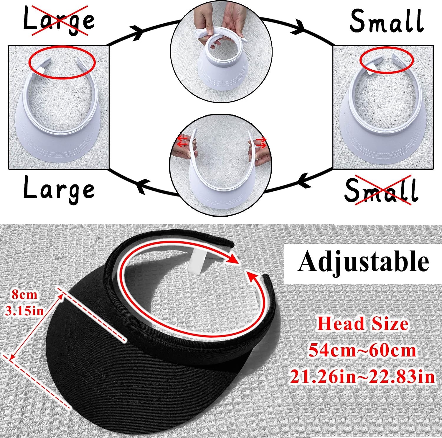 3 Pack Sports Sun Visor Hat Women Men Adjustable Clip On Visors Outdoor Golf Beach Cap - Image 6