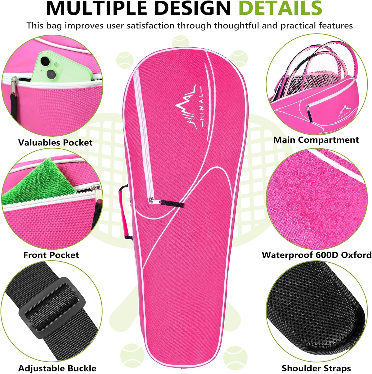 Himal 3 Racquet Tennis Bag With Protective Pad, Tennis Racket Bag for Men Women, Sports Enthusiasts of All Ages - Image 3