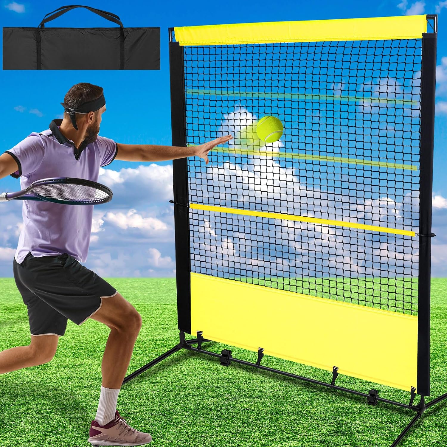 Foilswirl Tennis Rebounder Net 6 x 6.7ft Baseball Practice Rebounder Wall Ideal for Tennis, Baseballs, Softballs, Lacrosse, Hockey