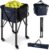 Goplus Foldable Tennis Ball Hoppers, Lightweight Aluminum Tennis Ball Basket with Wheels, Removable Bag, Side Pockets, Carry Bag, Portable Sports Teaching Cart Holds 150 Tennis Balls (Blue) …