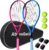 AboveGenius Neon Tennis Rackets 2 Pack for Adults- 27″ Lightweight Aluminum Tennis Racquet Set with 3 Balls & Bag- Vibrant High-Visibility Matte Finish for Men Women Beginners
